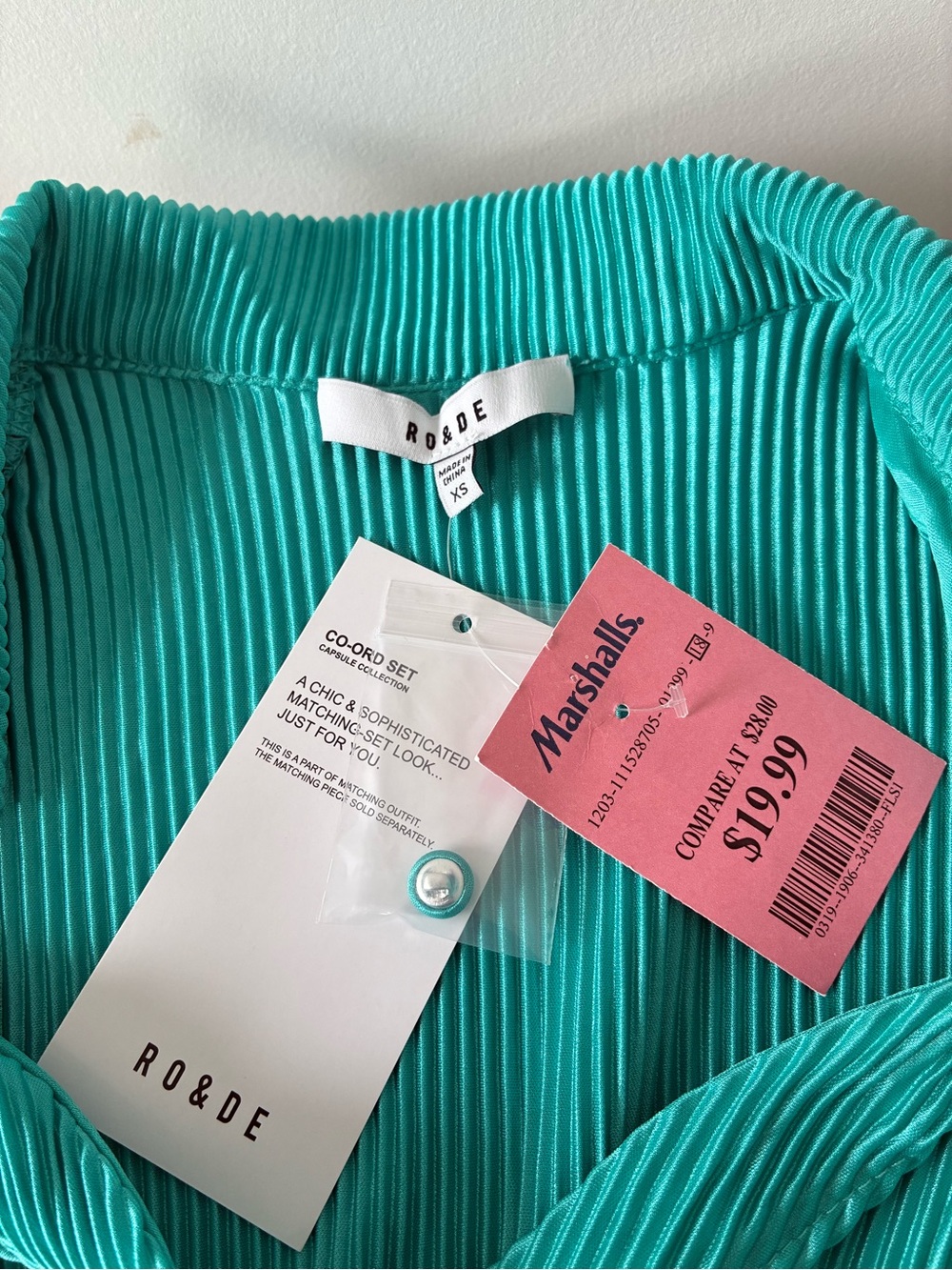 NWT RO&DE Women's Turquoise Ribbed V-Neck Long Matching Set - Picture 12 of 15